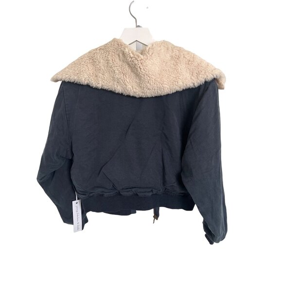 Young Fabulous & Broke Navy Detachable Sherpa Collar Bomber Jacket - Picture 4 of 5